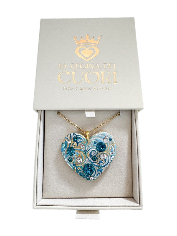 Pendente a cuore personalizzato in argilla polimerica con cristalli Swarovski e dedica incisa. Un gioiello materico, l'idea regalo perfetta e originale per emozionare in occasione della Festa della Mamma